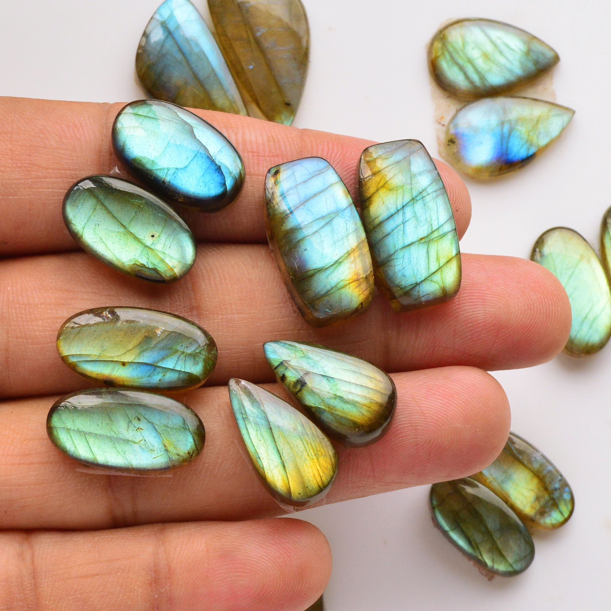 9 Pair 180Cts  Natural Labradorite Pair Gemstone Lot for jewellery making  25x13 16x9mm 19773