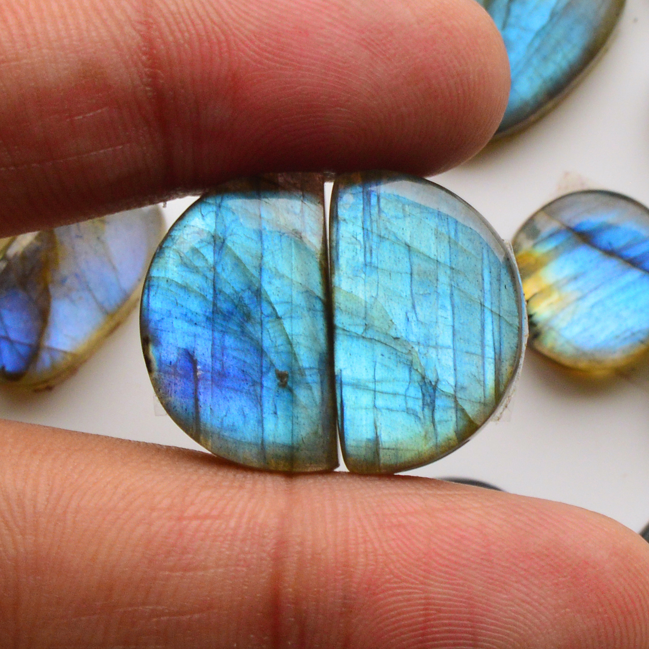 11 Pair 215Cts Natural Labradorite Pair Gemstone Lot for jewellery making 20x12 13x13mm 19776