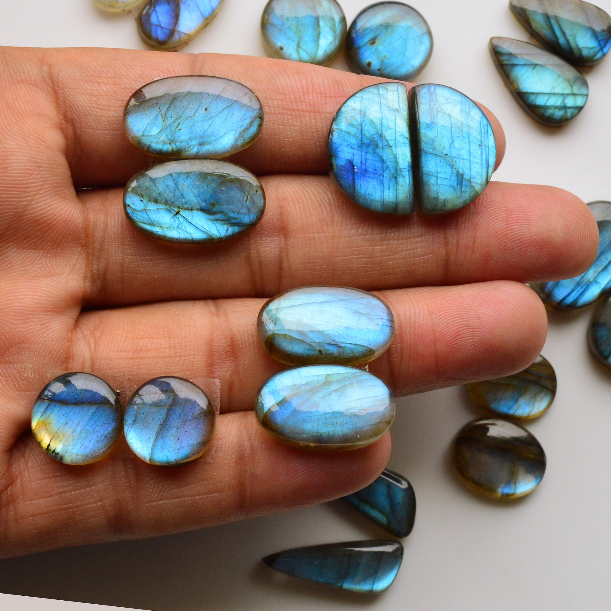 11 Pair 215Cts  Natural Labradorite Pair Gemstone Lot for jewellery making  20x12 13x13mm 19776