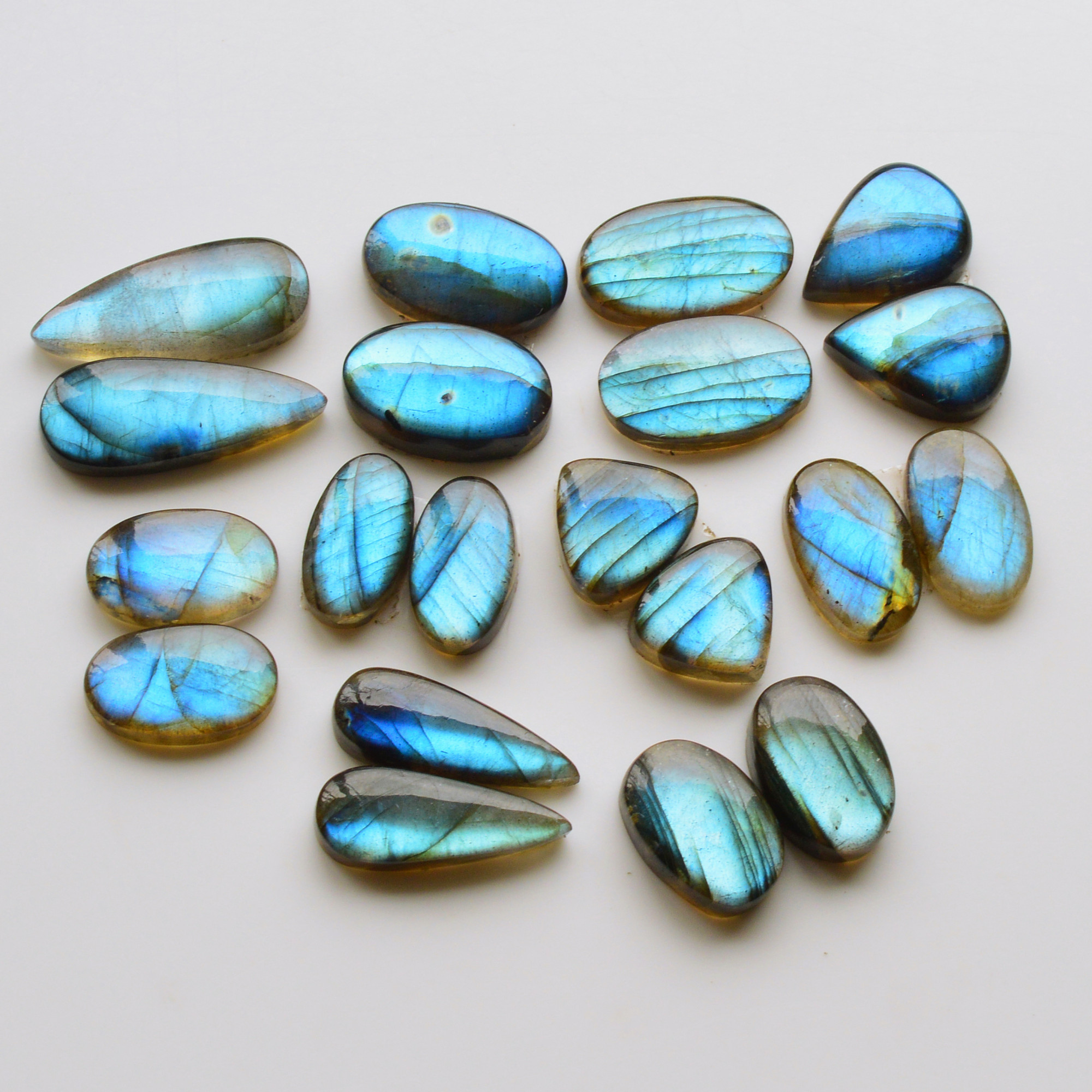 10 Pair 154Cts Natural Labradorite Pair Gemstone Lot for jewellery making 24x10 13x13mm 19777