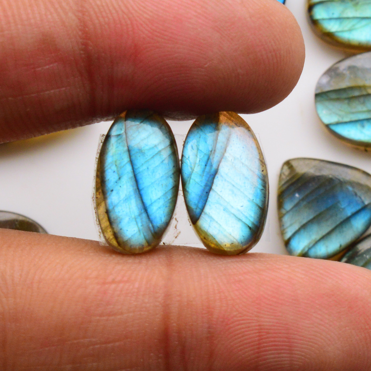 10 Pair 154Cts Natural Labradorite Pair Gemstone Lot for jewellery making 24x10 13x13mm 19777