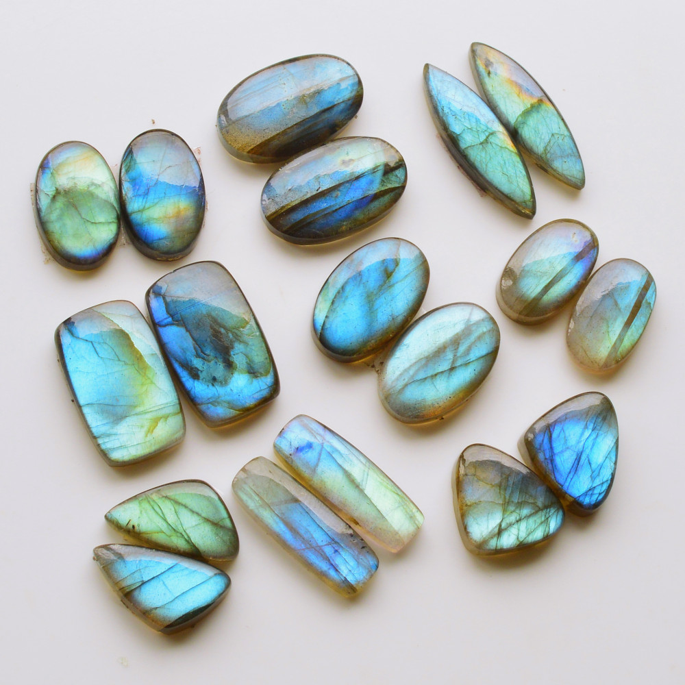 Image of 9 Pair 195Cts  Natural Labradorite Pair Gemstone Lot for jewellery making  22x13 13x17mm #19778