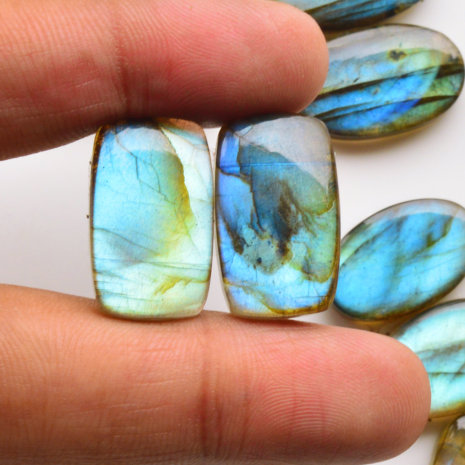 9 Pair 195Cts  Natural Labradorite Pair Gemstone Lot for jewellery making  22x13 13x17mm 19778
