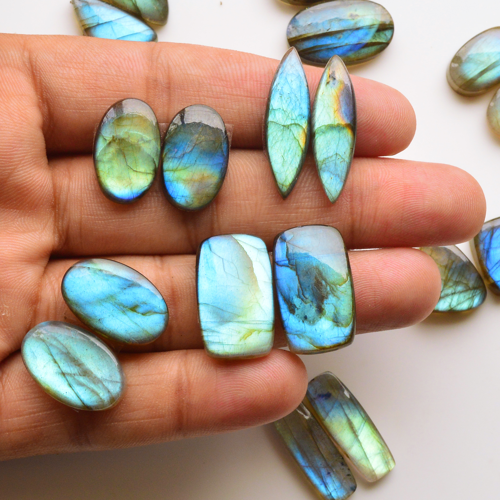 9 Pair 195Cts  Natural Labradorite Pair Gemstone Lot for jewellery making  22x13 13x17mm 19778