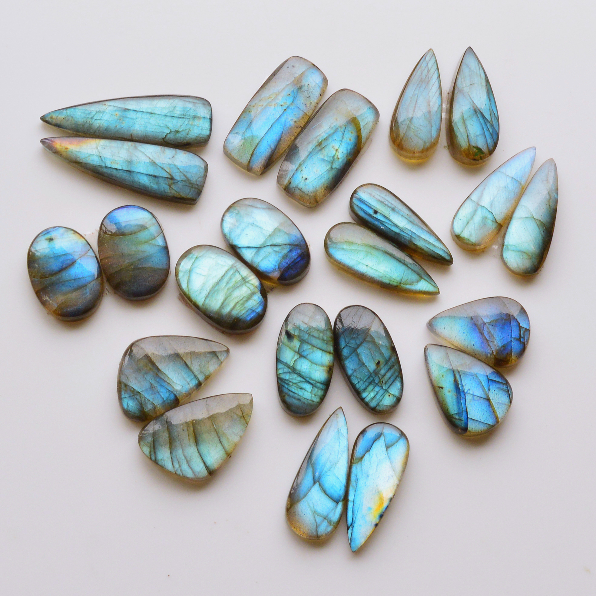 11 Pair 197Cts Natural Labradorite Pair Gemstone Lot for jewellery making 31x9 12x11mm 19779