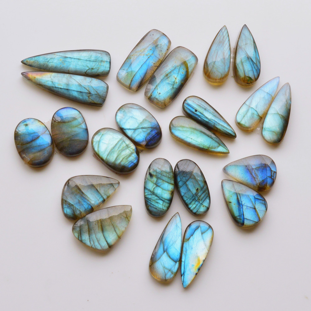 Image of 11 Pair 197Cts  Natural Labradorite Pair Gemstone Lot for jewellery making  31x9 12x11mm #19779