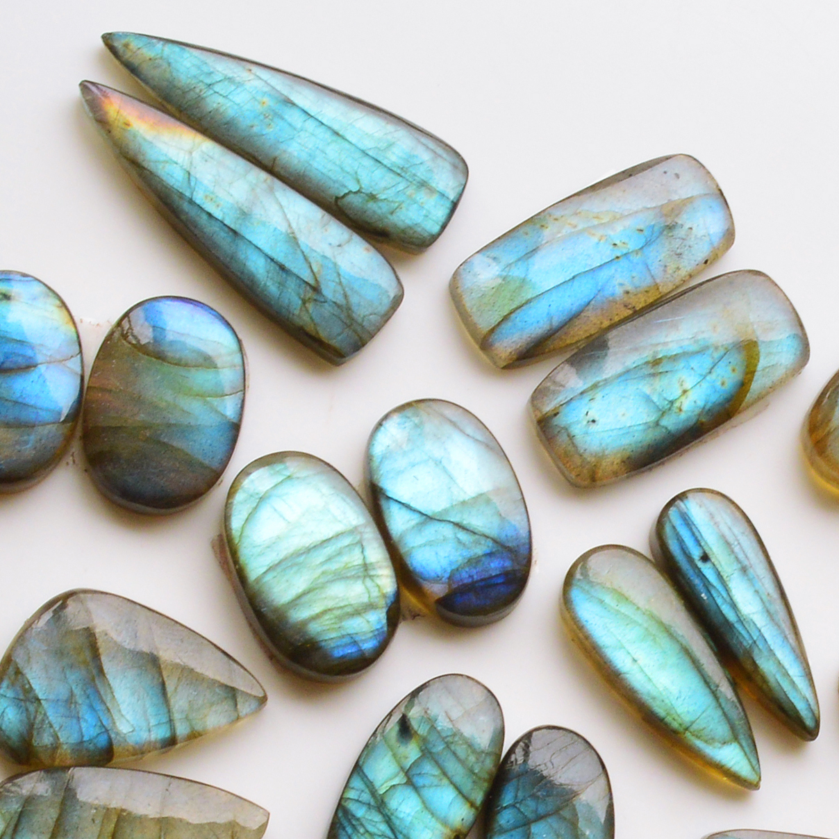11 Pair 197Cts  Natural Labradorite Pair Gemstone Lot for jewellery making  31x9 12x11mm 19779