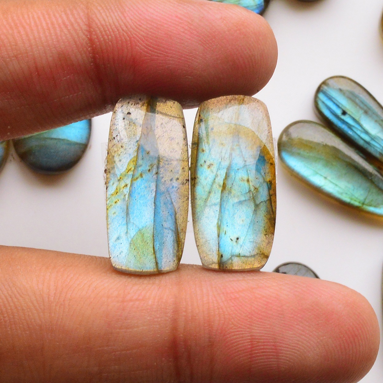 11 Pair 197Cts  Natural Labradorite Pair Gemstone Lot for jewellery making  31x9 12x11mm 19779