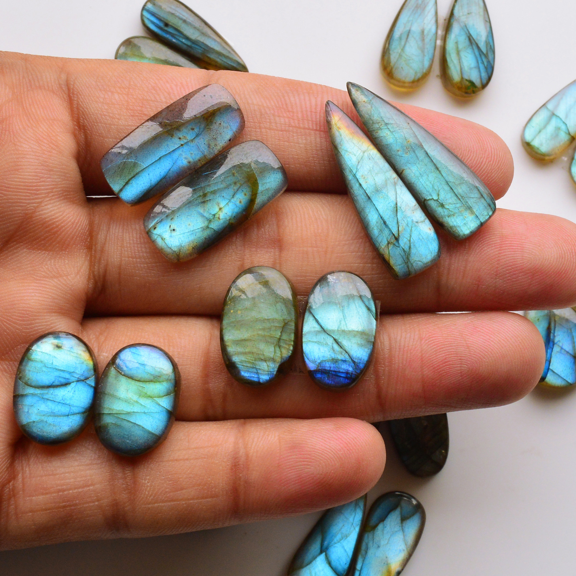11 Pair 197Cts  Natural Labradorite Pair Gemstone Lot for jewellery making  31x9 12x11mm 19779