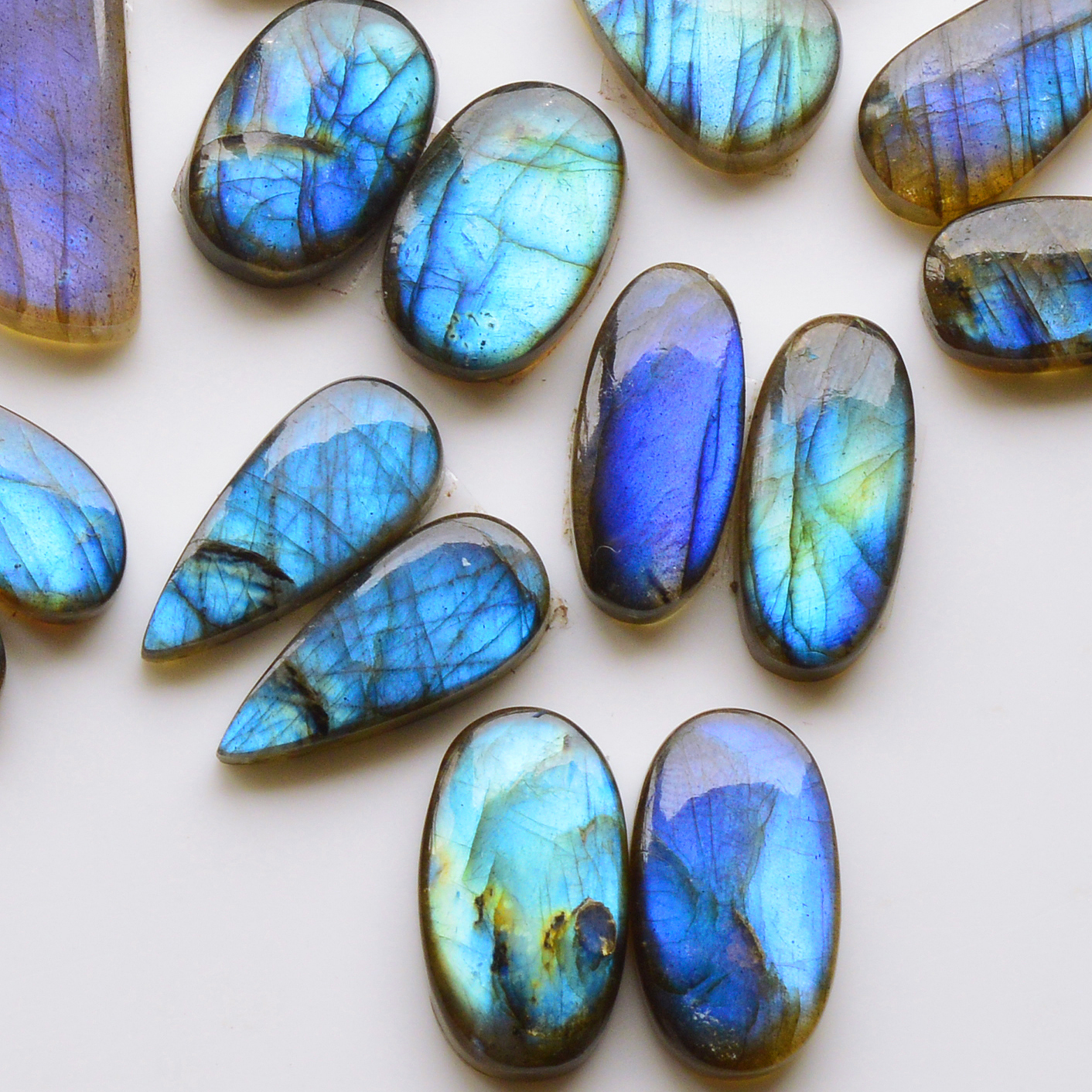 9 Pair 193Cts  Natural Labradorite Pair Gemstone Lot for jewellery making  35x12 17x13mm 19781