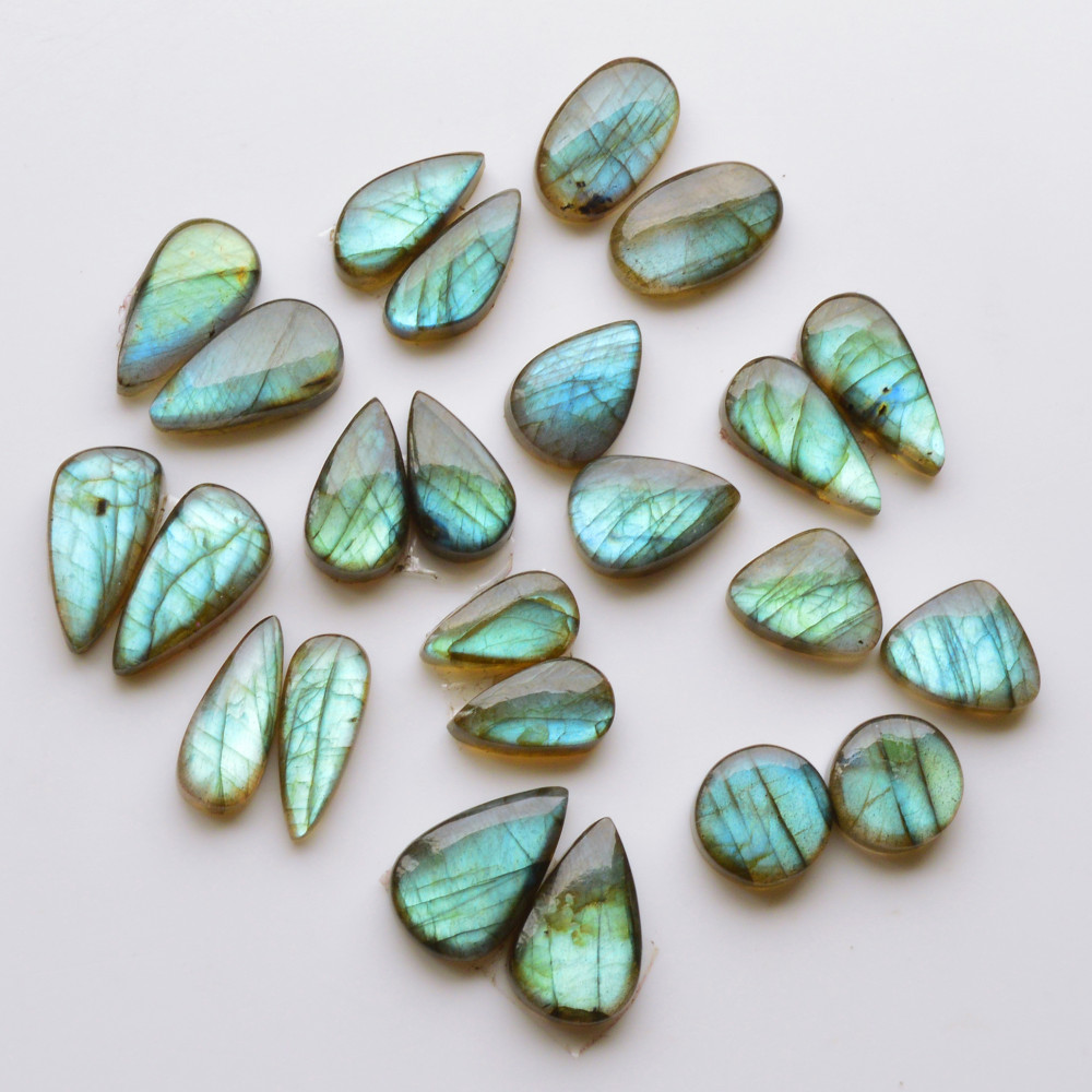 Image of 12 Pair 155Cts  Natural Labradorite Pair Gemstone Lot for jewellery making  18x10 12x12mm #19783