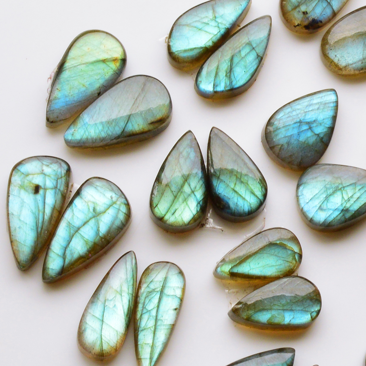 12 Pair 155Cts Natural Labradorite Pair Gemstone Lot for jewellery making 18x10 12x12mm 19783