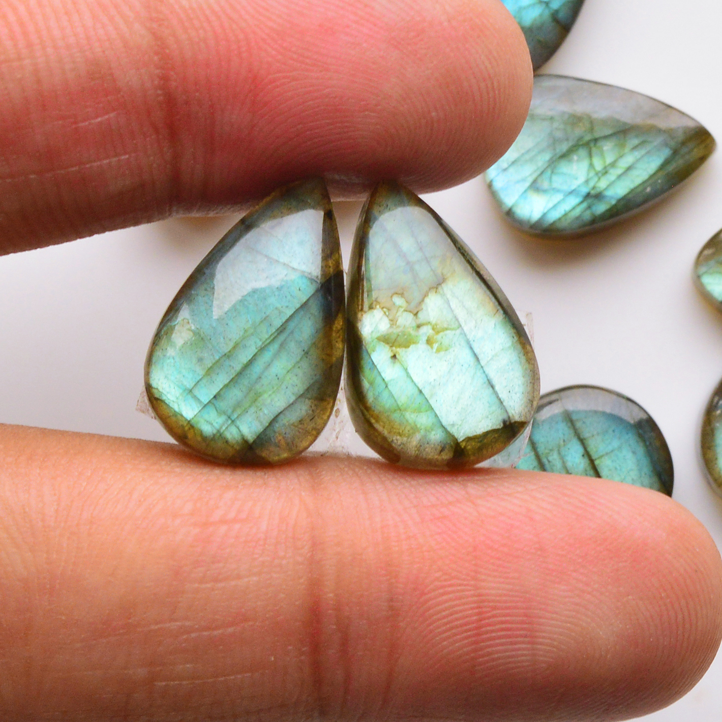12 Pair 155Cts  Natural Labradorite Pair Gemstone Lot for jewellery making  18x10 12x12mm 19783