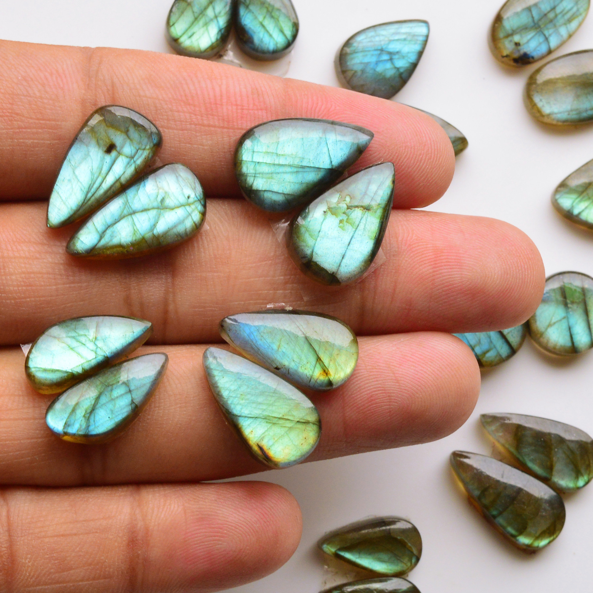 12 Pair 155Cts Natural Labradorite Pair Gemstone Lot for jewellery making 18x10 12x12mm 19783