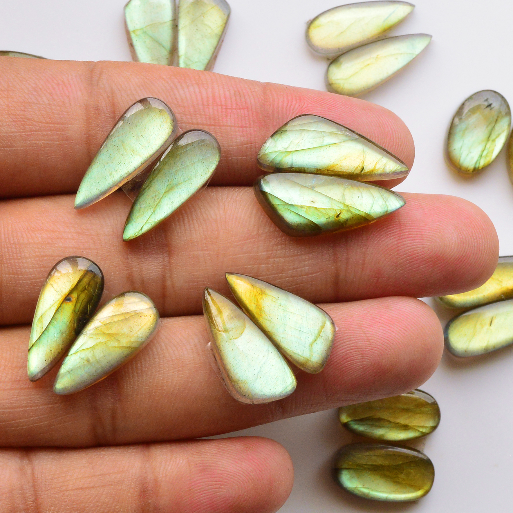 11 Pair 139Cts Natural Labradorite Pair Gemstone Lot for jewellery making 22x9 15x10mm 19785