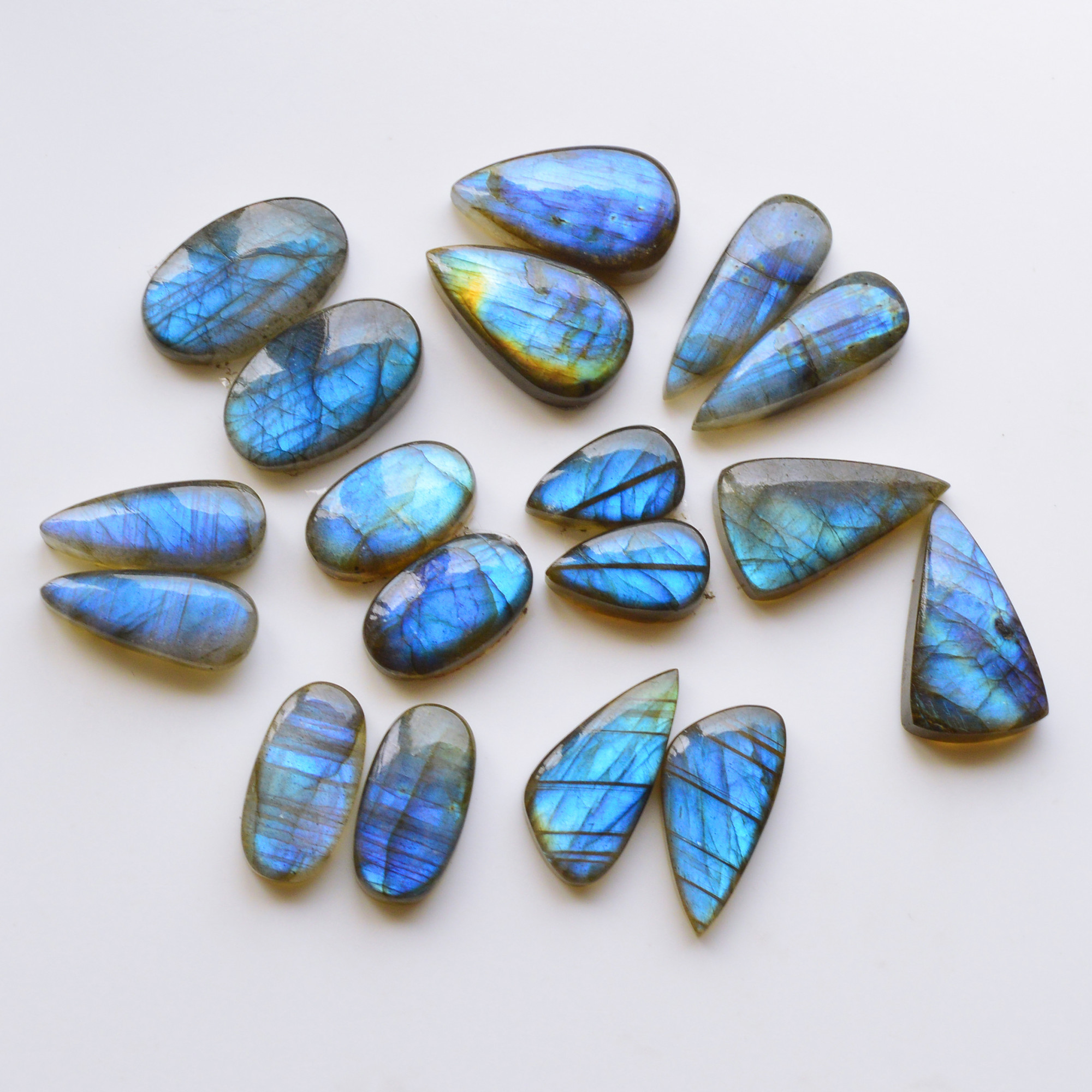 9 Pair 174Cts Natural Labradorite Pair Gemstone Lot for jewellery making 22 x10 15x9mm 19786