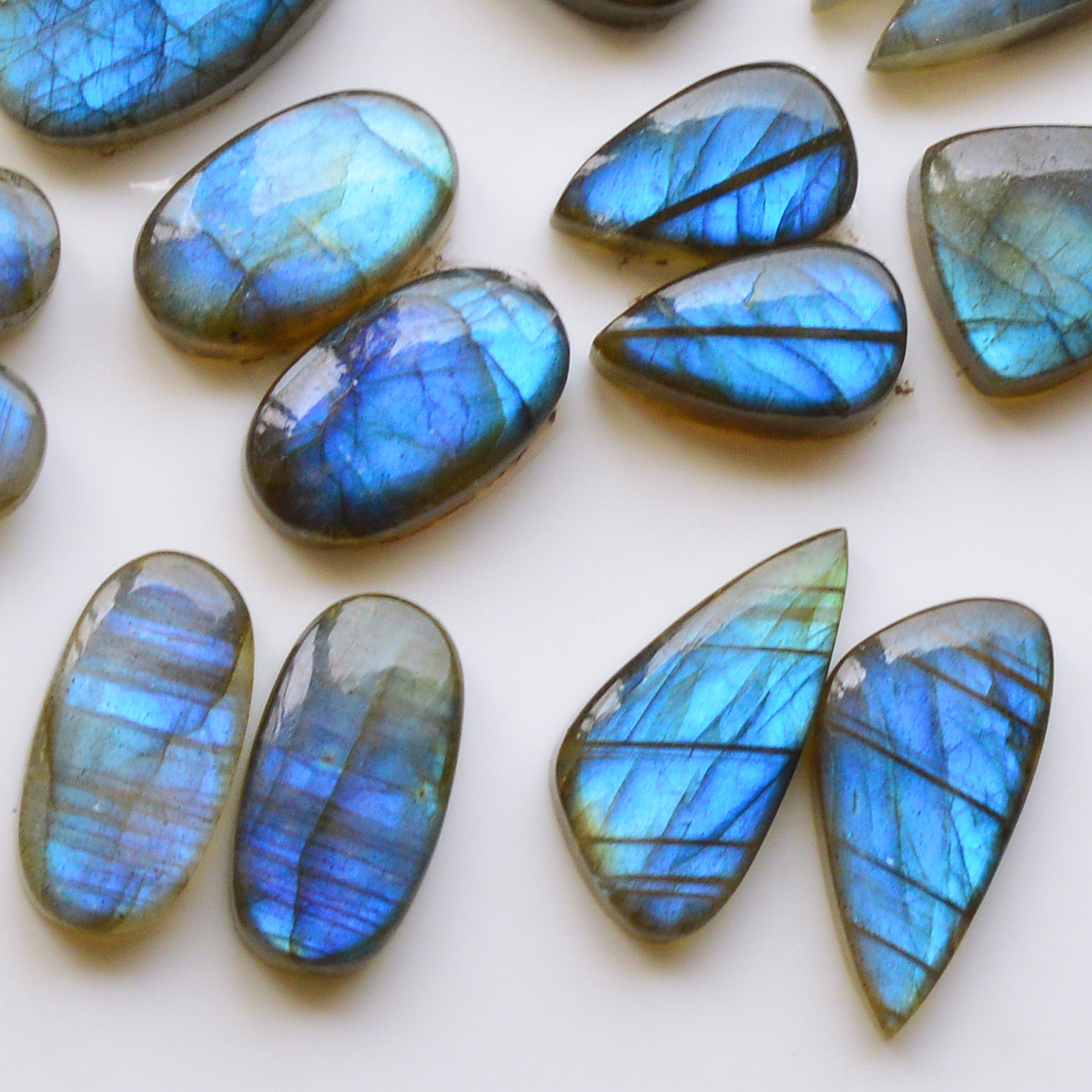 9 Pair 174Cts Natural Labradorite Pair Gemstone Lot for jewellery making 22 x10 15x9mm 19786