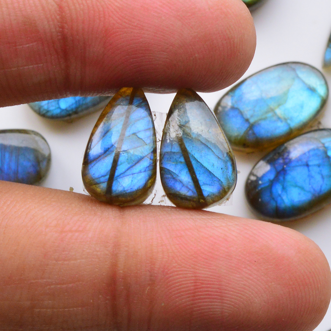 9 Pair 174Cts Natural Labradorite Pair Gemstone Lot for jewellery making 22 x10 15x9mm 19786