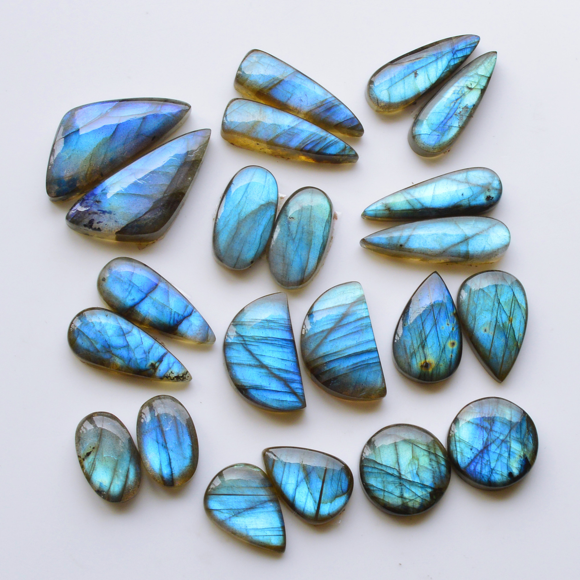11 Pair 212Cts Natural Labradorite Pair Gemstone Lot for jewellery making 25x9 16x16mm 19787