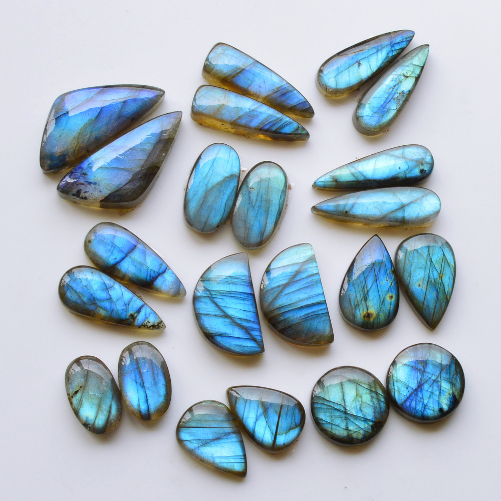 Image of 11 Pair 212Cts  Natural Labradorite Pair Gemstone Lot for jewellery making  25x9 16x16mm #19787