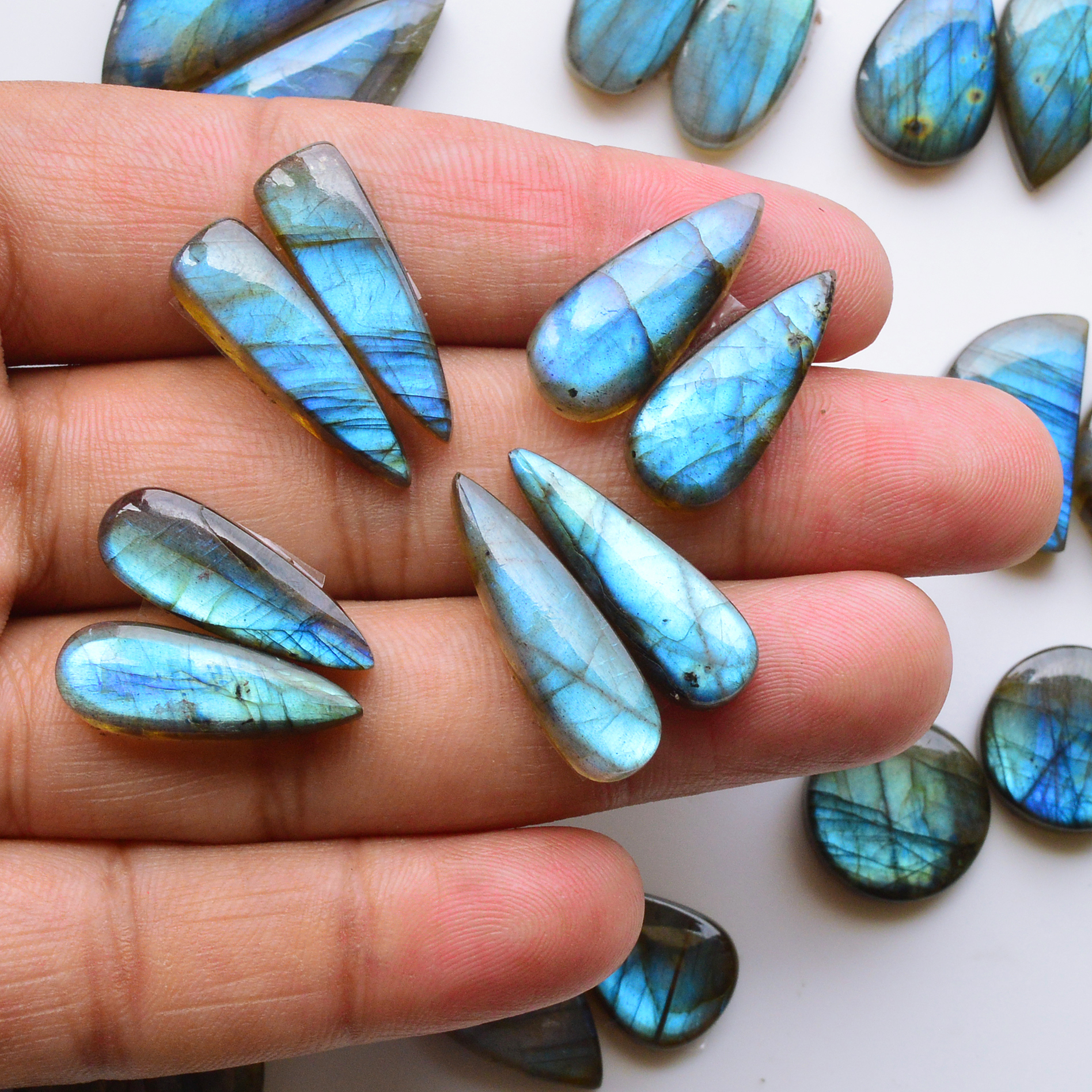 11 Pair 212Cts Natural Labradorite Pair Gemstone Lot for jewellery making 25x9 16x16mm 19787