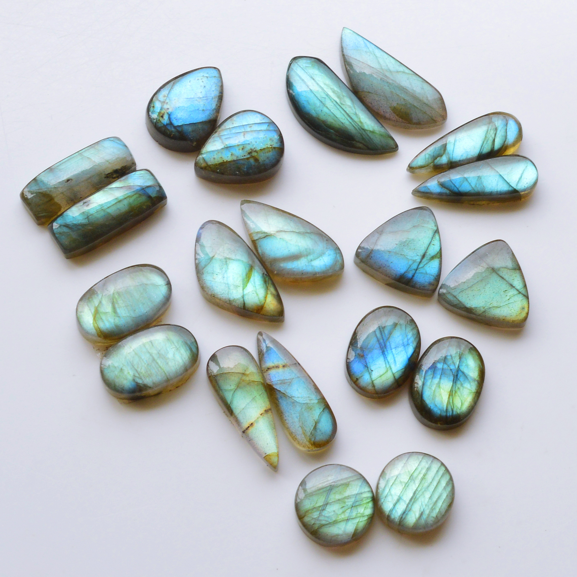 10 Pair 174Cts  Natural Labradorite Pair Gemstone Lot for jewellery making  24x10 12x12mm 19788