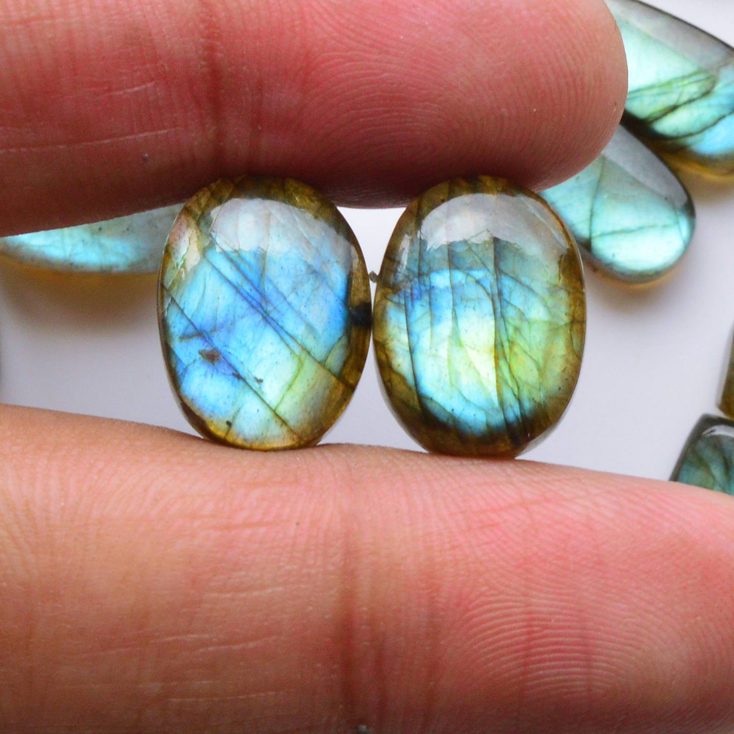 10 Pair 174Cts Natural Labradorite Pair Gemstone Lot for jewellery making 24x10 12x12mm 19788