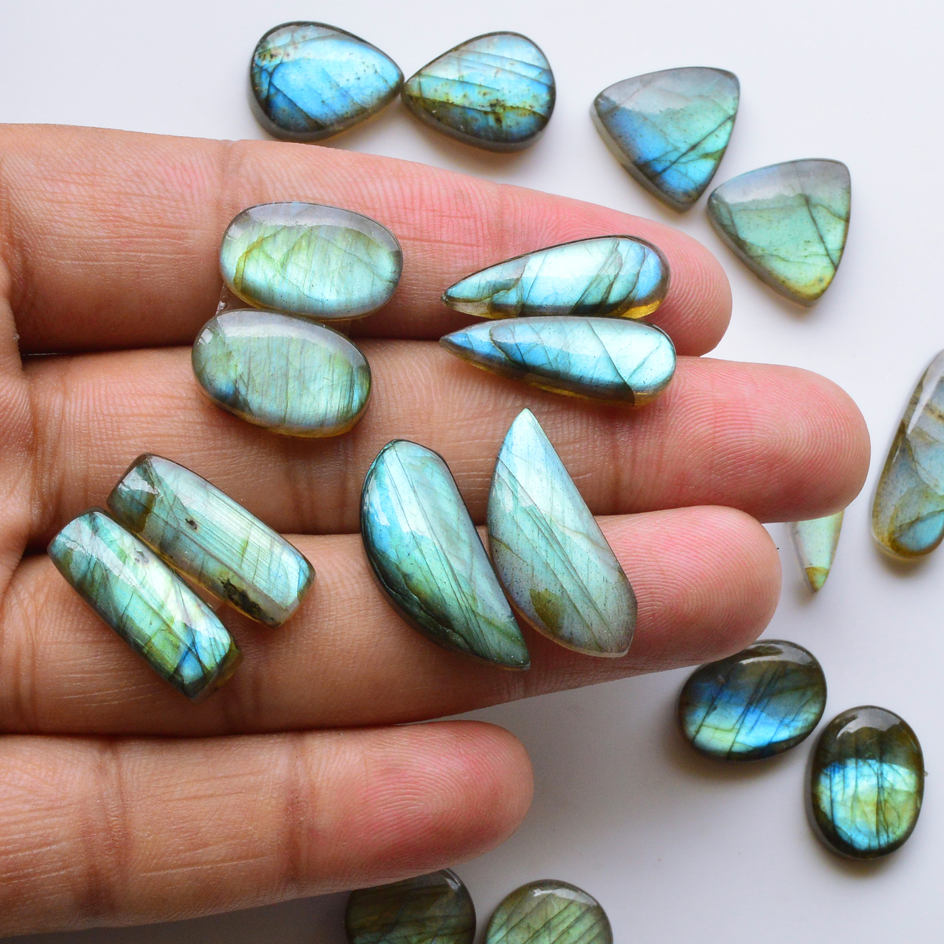 10 Pair 174Cts  Natural Labradorite Pair Gemstone Lot for jewellery making  24x10 12x12mm 19788