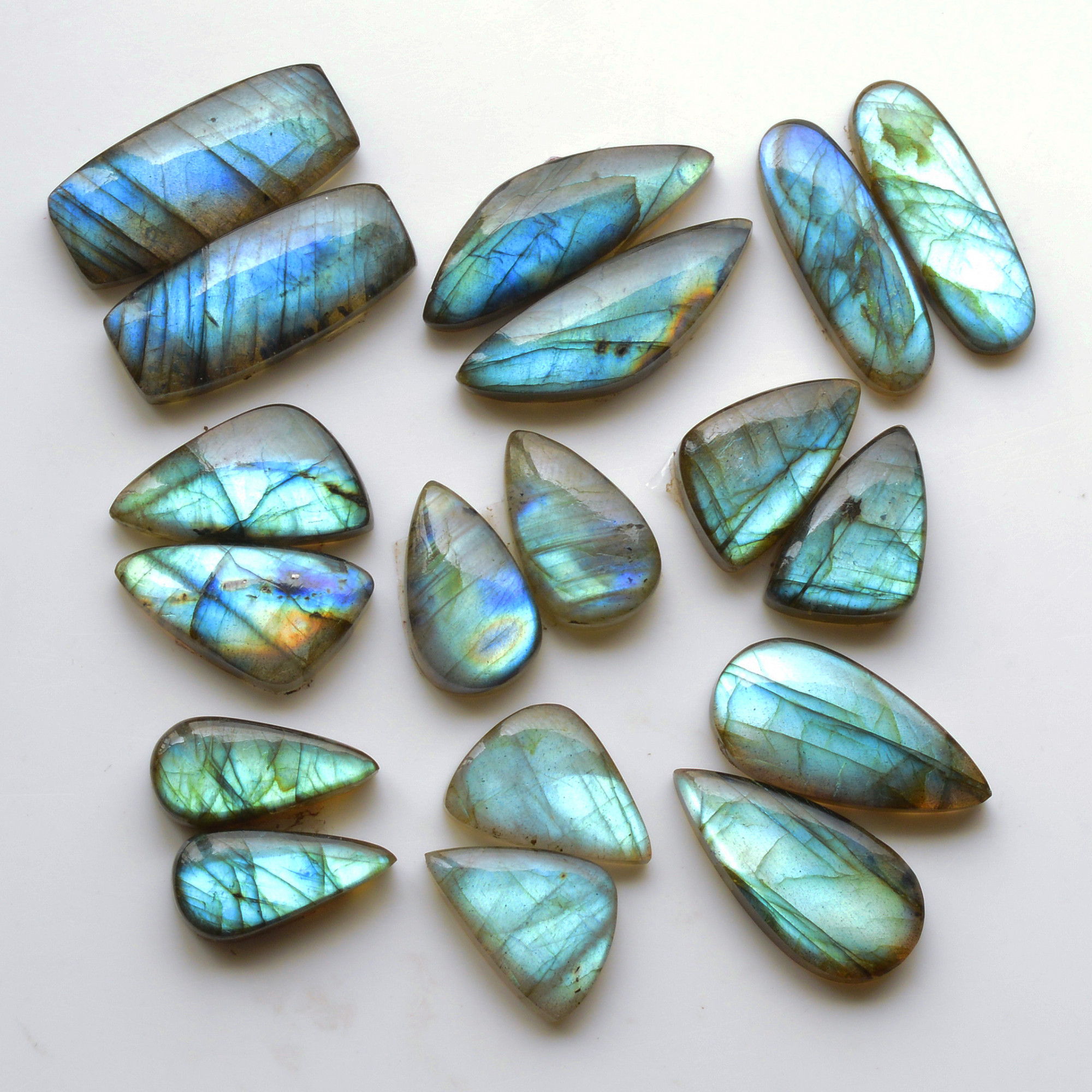 9 Pair 197Cts  Natural Labradorite Pair Gemstone Lot for jewellery making  27x12 19x12mm 19790