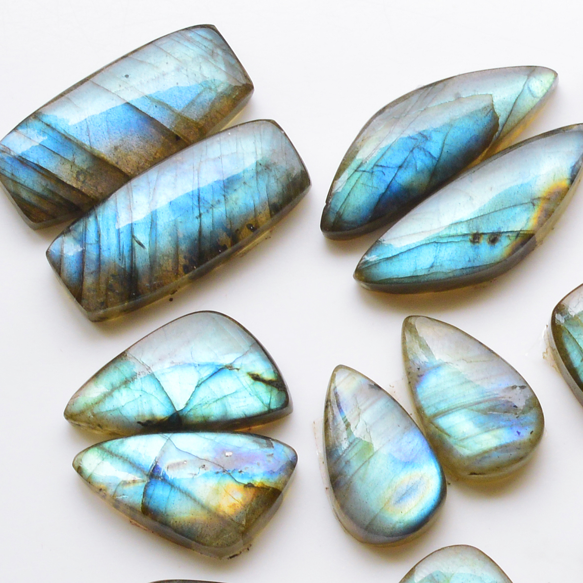 9 Pair 197Cts  Natural Labradorite Pair Gemstone Lot for jewellery making  27x12 19x12mm 19790
