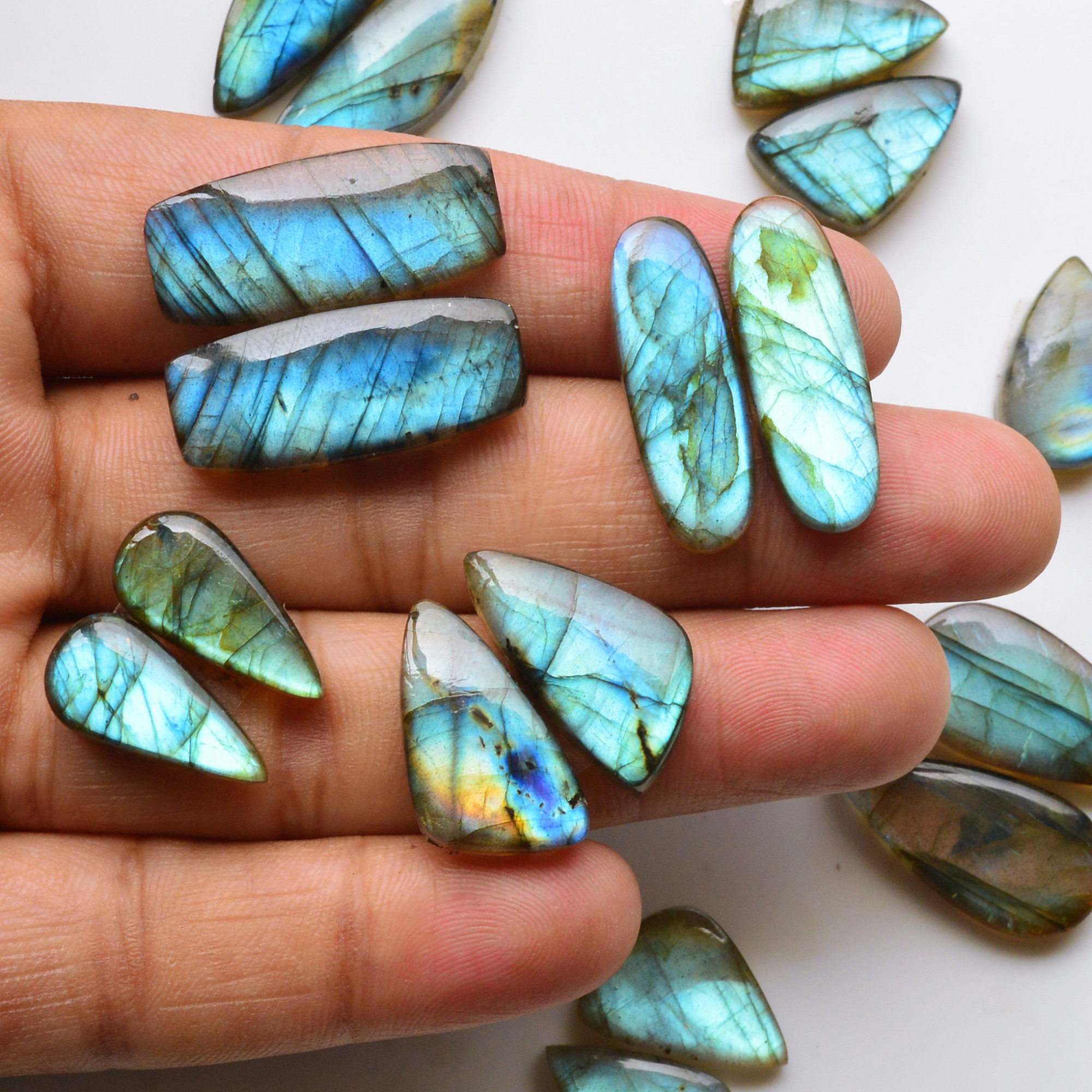 9 Pair 197Cts Natural Labradorite Pair Gemstone Lot for jewellery making 27x12 19x12mm 19790