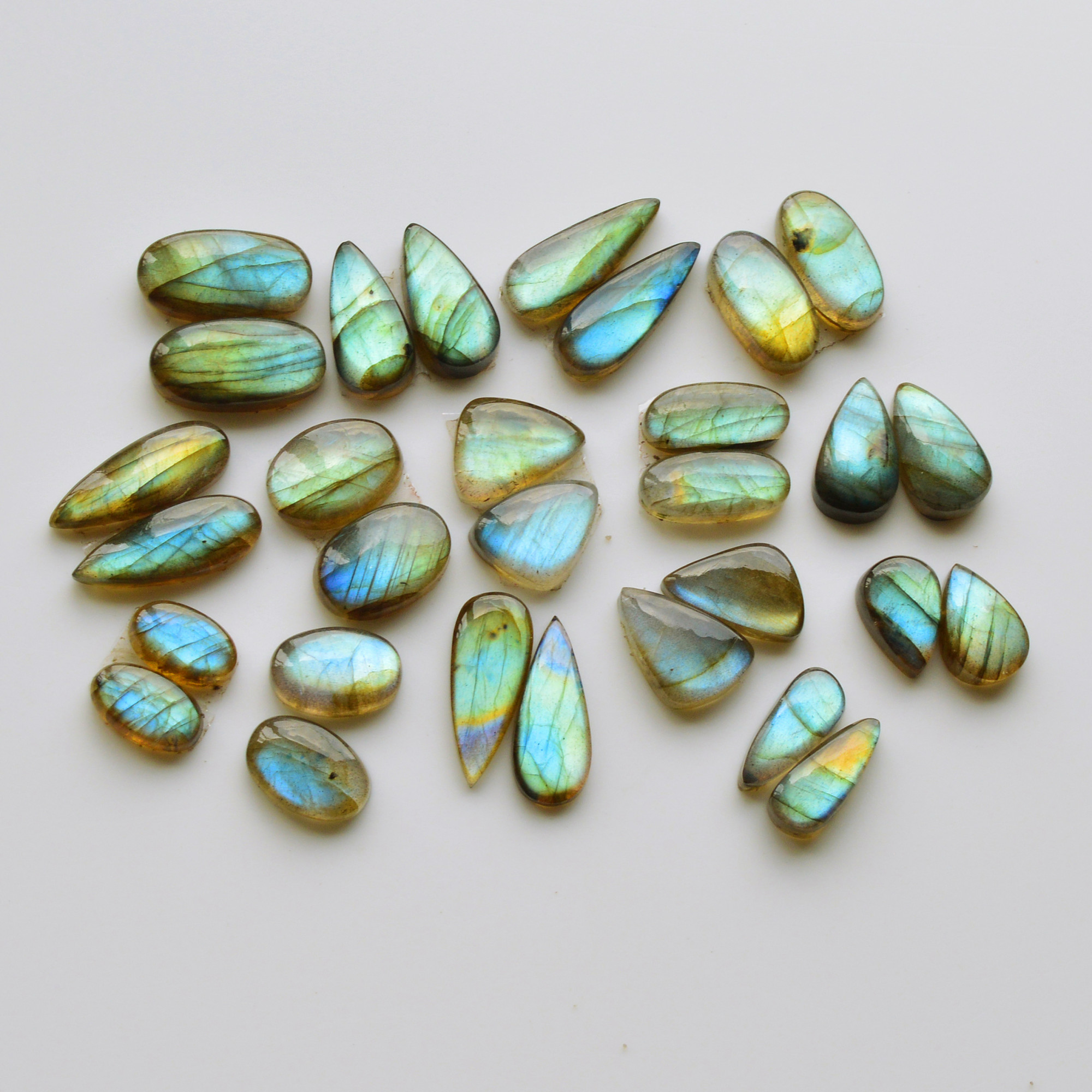 15 Pair 136Cts  Natural Labradorite Pair Gemstone Lot for jewellery making  18x7 12x7mm 19792