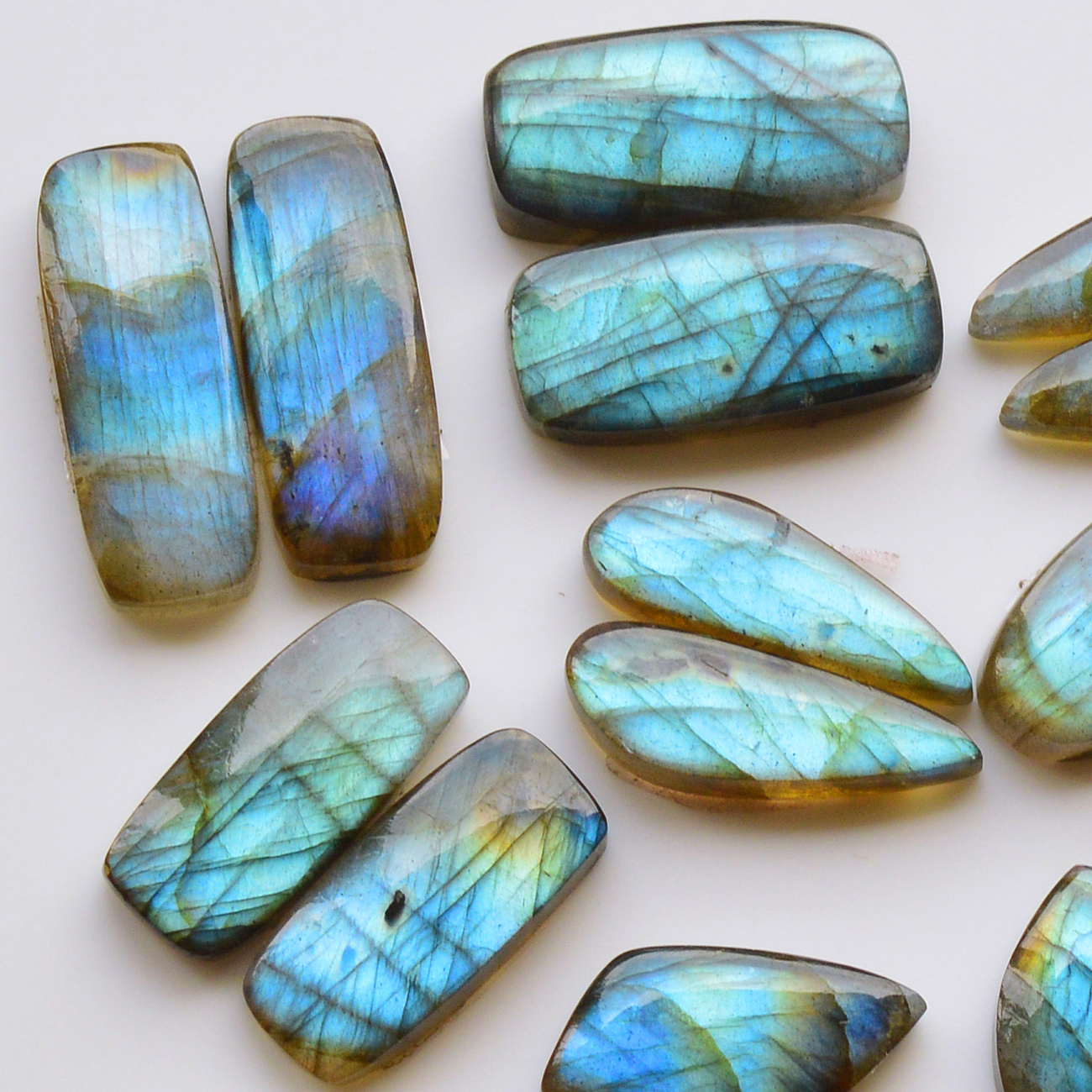 10 Pair 180Cts Natural Labradorite Pair Gemstone Lot for jewellery making 23x11 20x11mm 19793