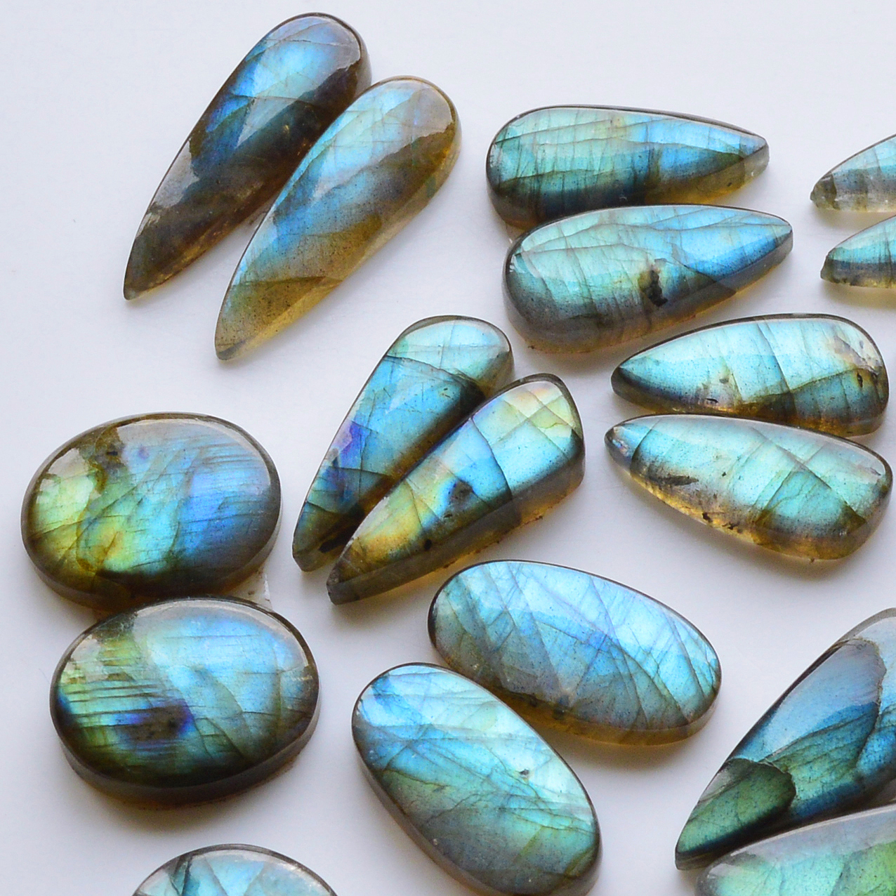 13 Pair 218Cts Natural Labradorite Pair Gemstone Lot for jewellery making 26x8 16x16mm 19794