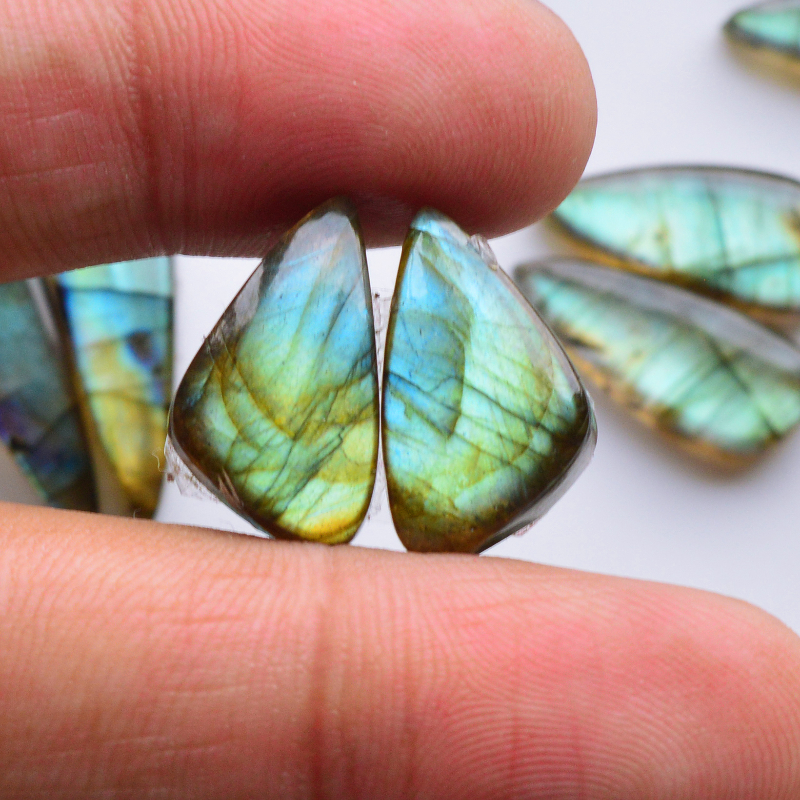 13 Pair 218Cts Natural Labradorite Pair Gemstone Lot for jewellery making 26x8 16x16mm 19794