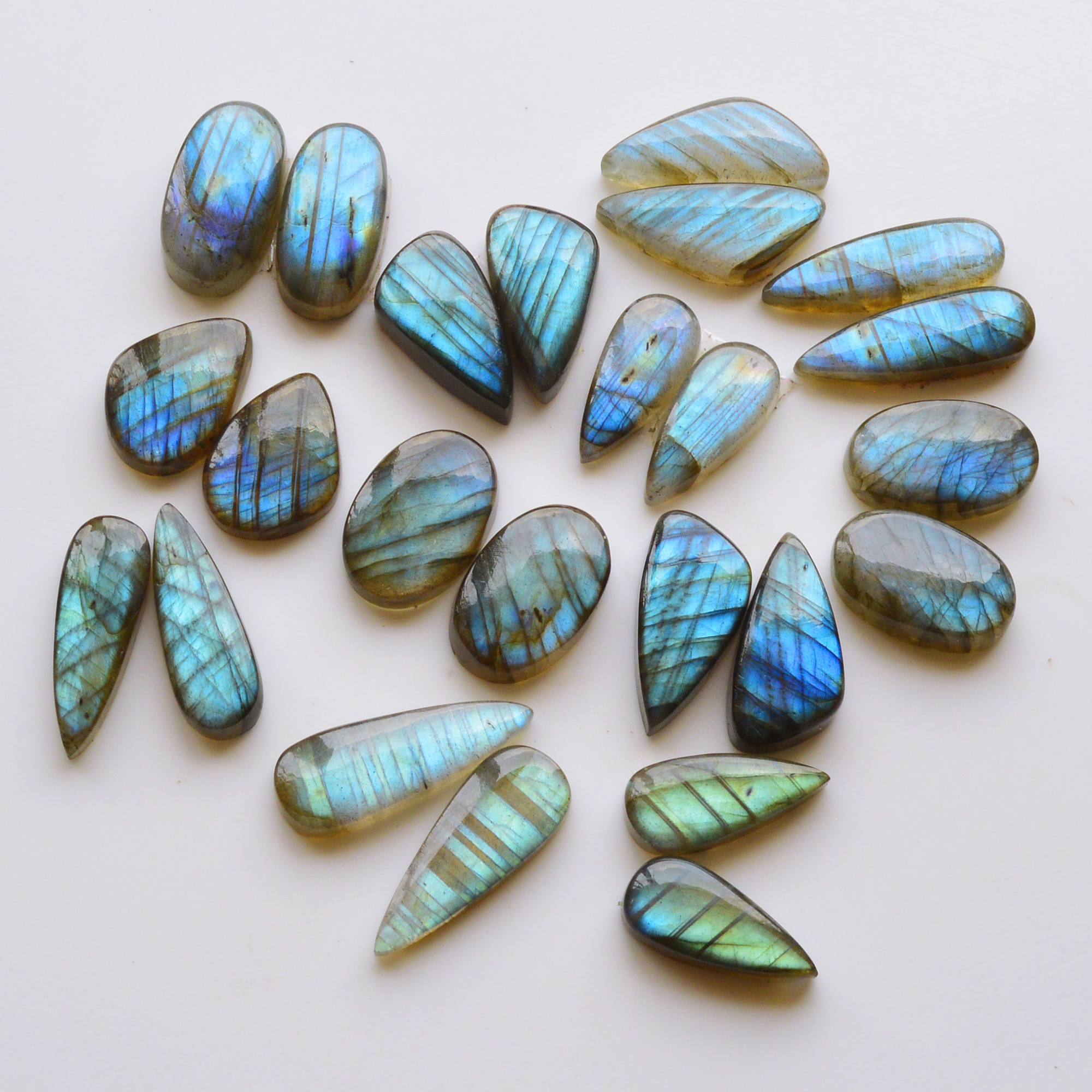12 Pair 171Cts Natural Labradorite Pair Gemstone Lot for jewellery making 22x7 18x12mm 19795