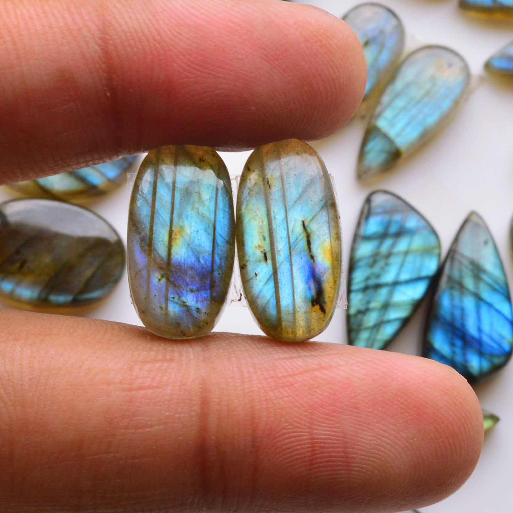 12 Pair 171Cts Natural Labradorite Pair Gemstone Lot for jewellery making 22x7 18x12mm 19795