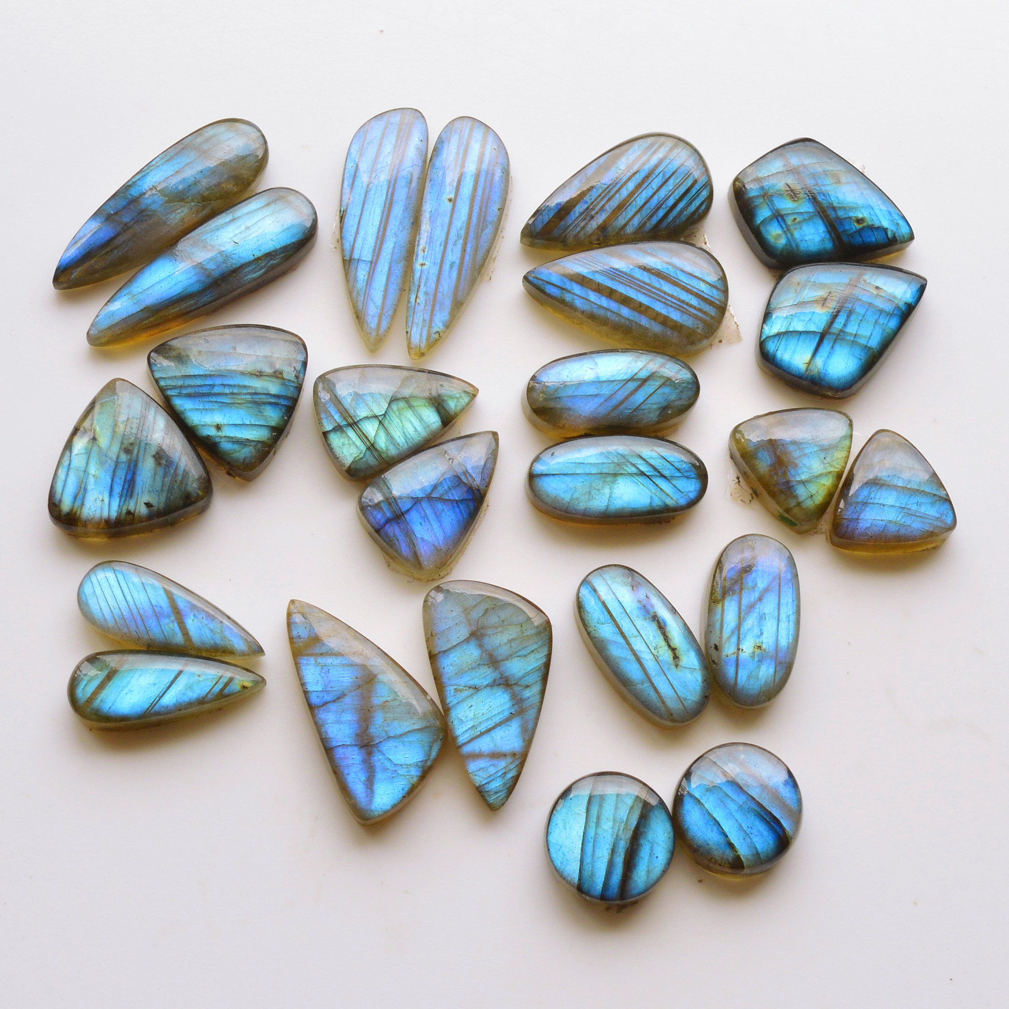 12 Pair 220Cts  Natural Labradorite Pair Gemstone Lot for jewellery making  27x8 18x18mm 19796