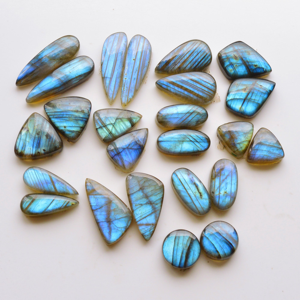 Image of 12 Pair 220Cts  Natural Labradorite Pair Gemstone Lot for jewellery making  27x8 18x18mm #19796
