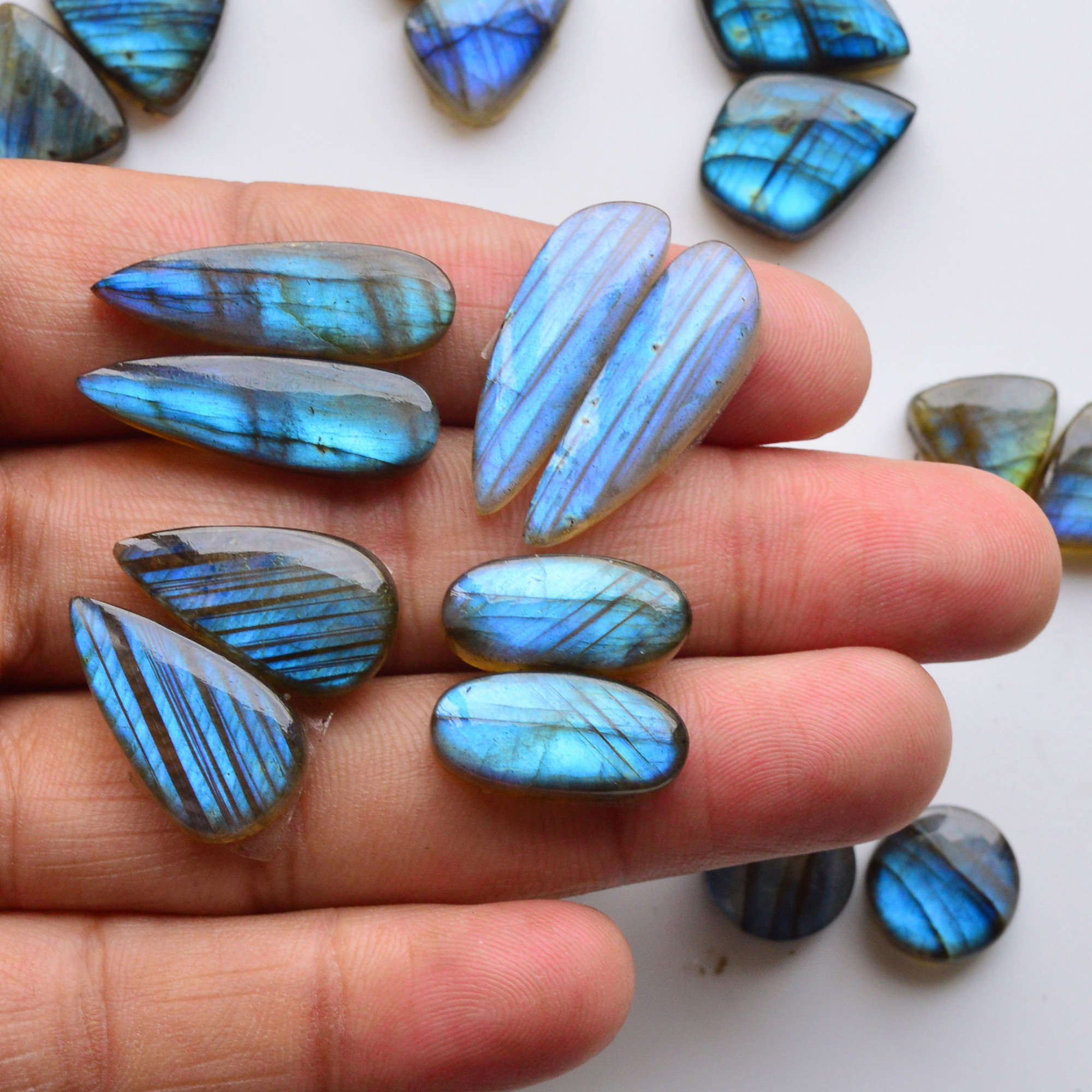 12 Pair 220Cts  Natural Labradorite Pair Gemstone Lot for jewellery making  27x8 18x18mm 19796