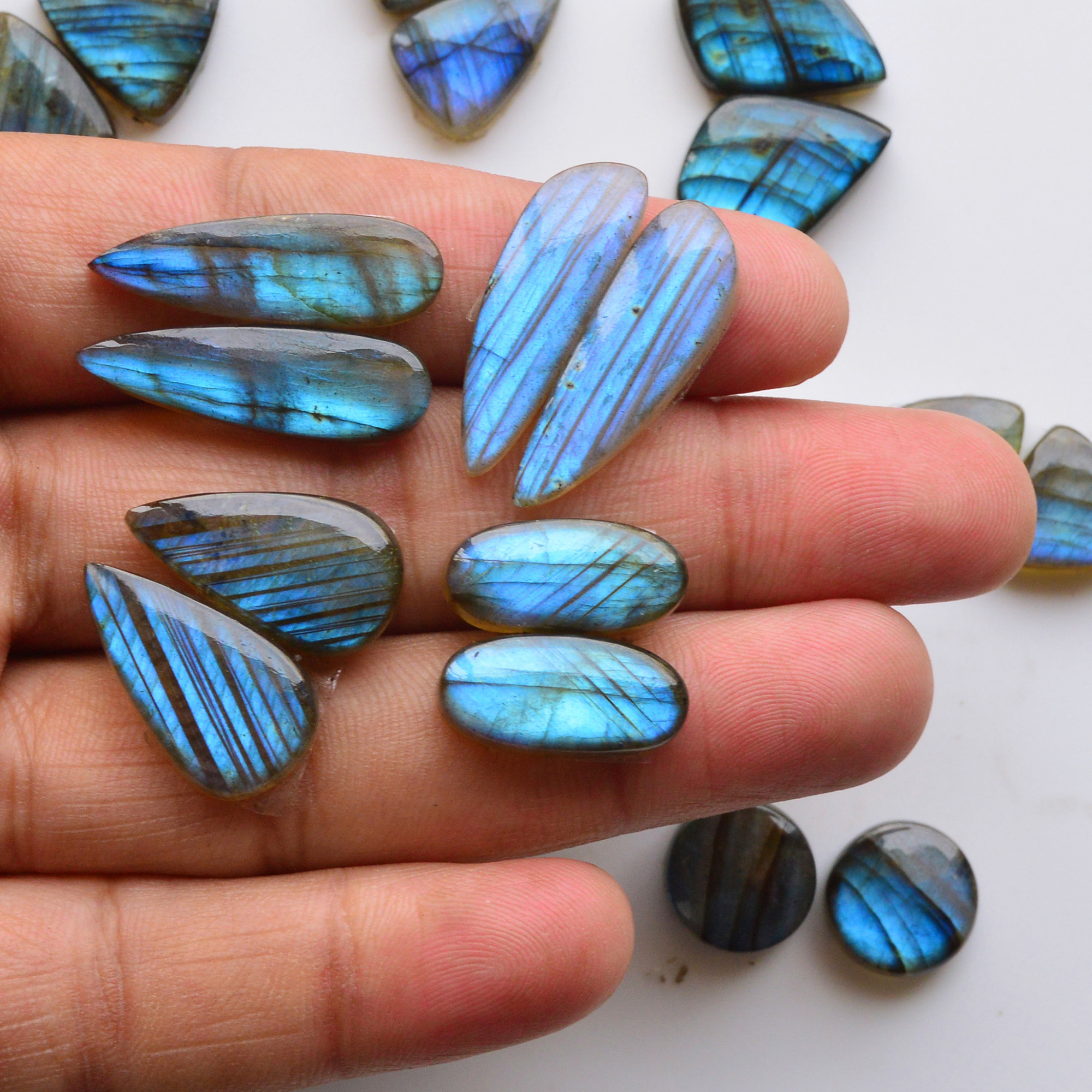 12 Pair 220Cts Natural Labradorite Pair Gemstone Lot for jewellery making 27x8 18x18mm 19796