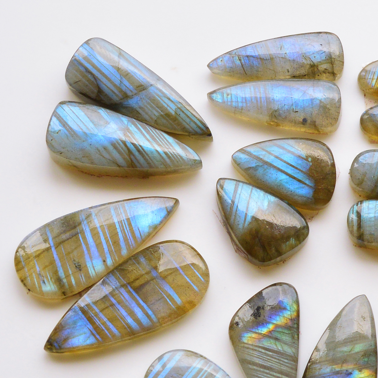11 Pair 134Cts Natural Labradorite Pair Gemstone Lot for jewellery making 22x7 11x7mm 19798