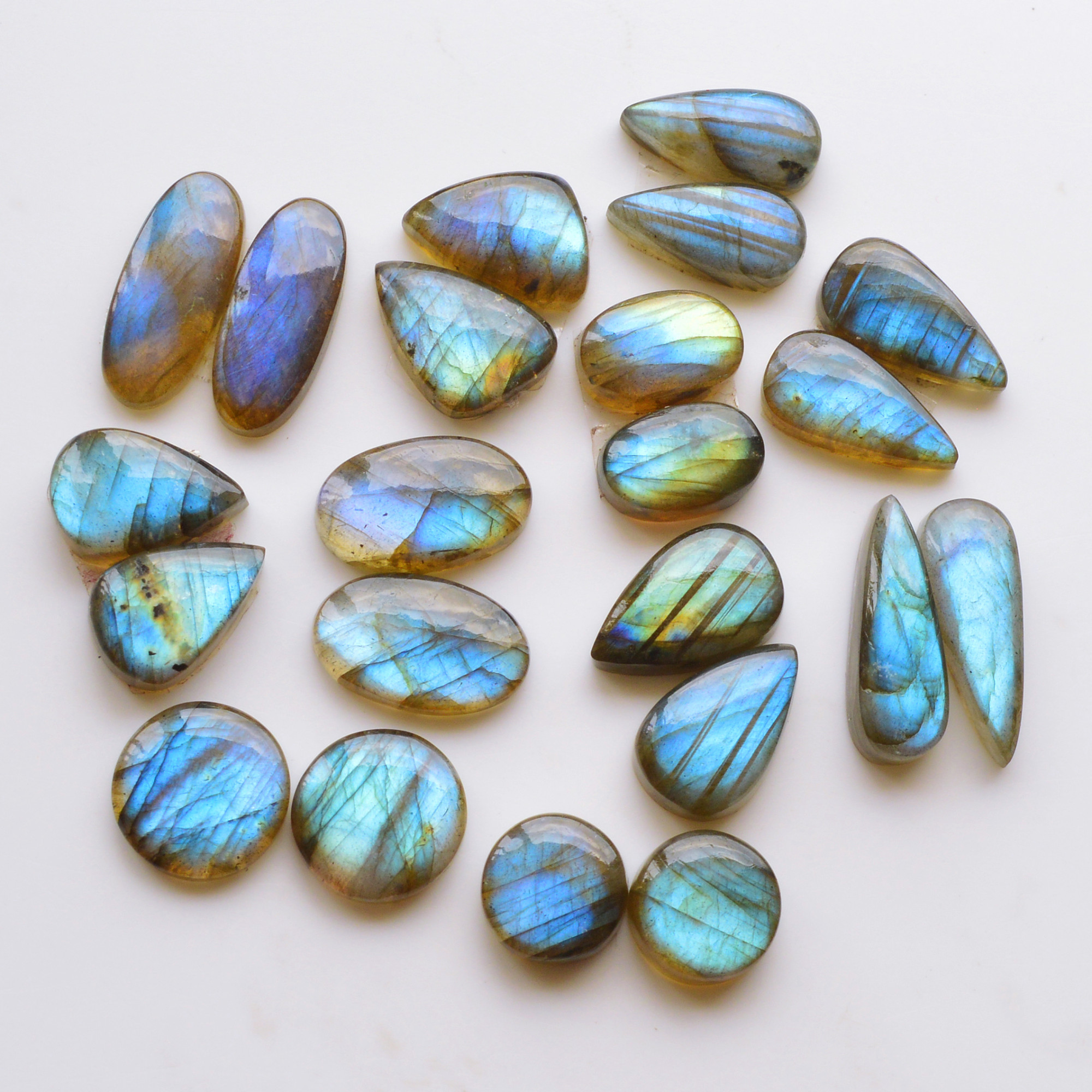 9 Pair 196Cts Natural Labradorite Pair Gemstone Lot for jewellery making 32x10 22x12mm 19799