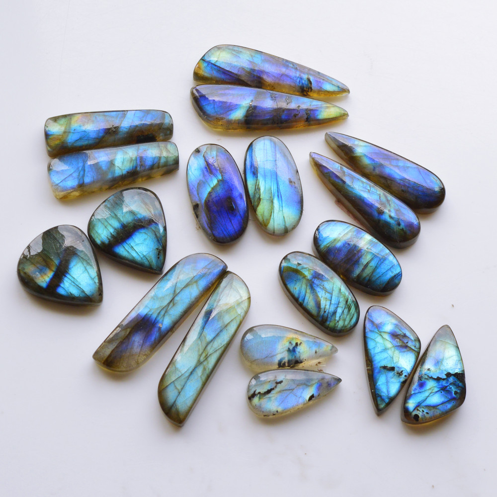 Image of 13 Pair 143Cts  Natural Labradorite Pair Gemstone Lot for jewellery making  18x7 12x14mm #19800