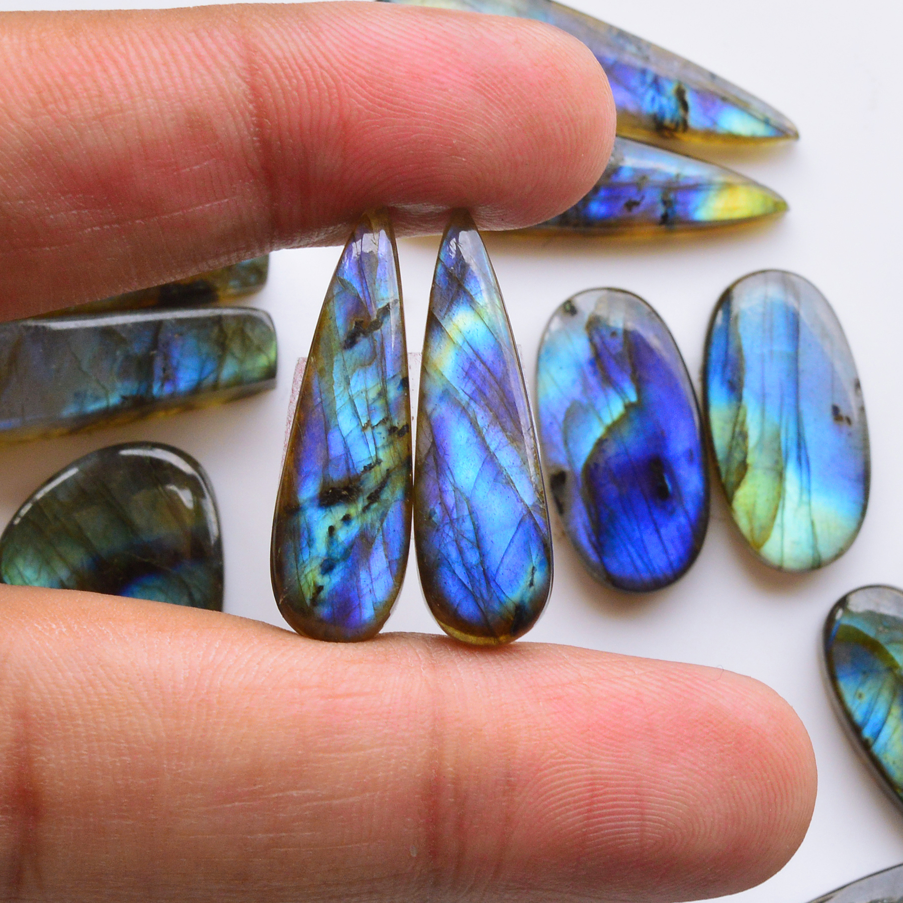 13 Pair 143Cts Natural Labradorite Pair Gemstone Lot for jewellery making 18x7 12x14mm 19800