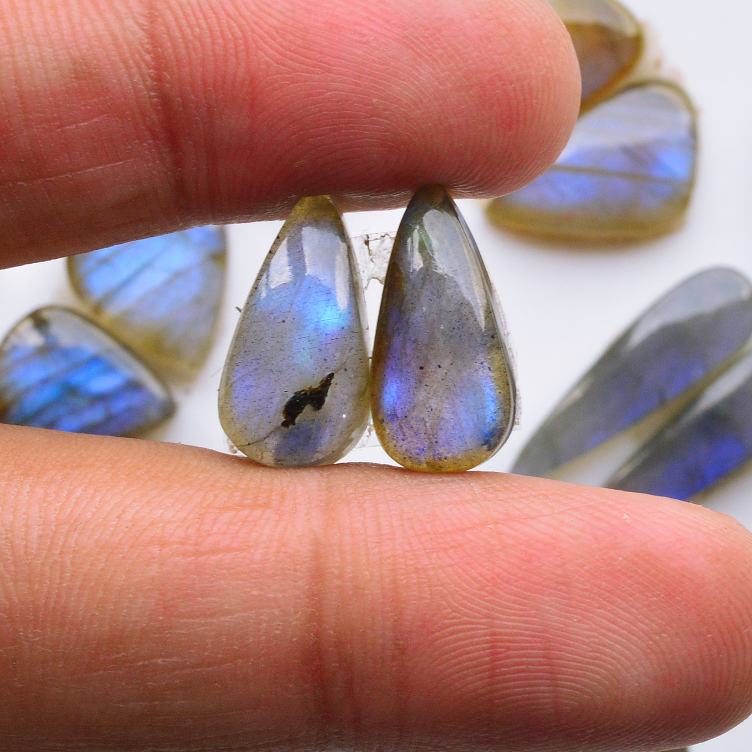 13 Pair 143Cts  Natural Labradorite Pair Gemstone Lot for jewellery making  24x7 15x12mm 19801