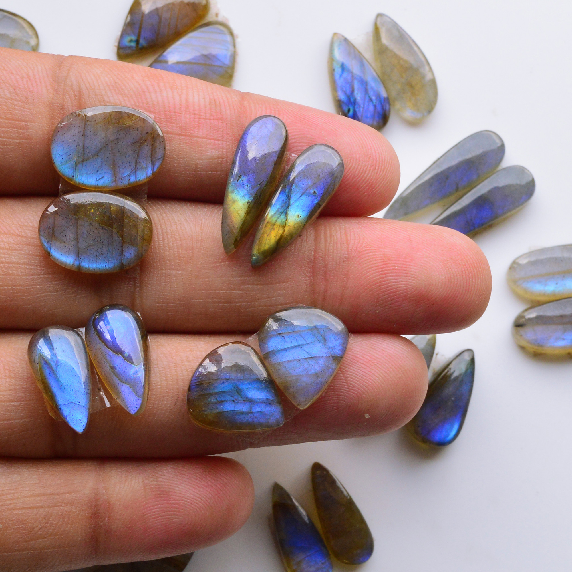 13 Pair 143Cts  Natural Labradorite Pair Gemstone Lot for jewellery making  24x7 15x12mm 19801