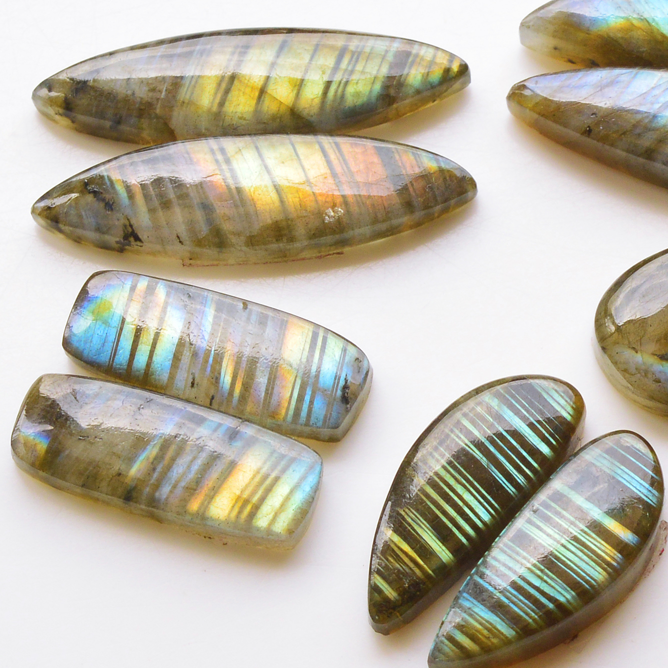 5 Pair 105Cts  Natural Labradorite Pair Gemstone Lot for jewellery making  34x9 23x9mm 19802