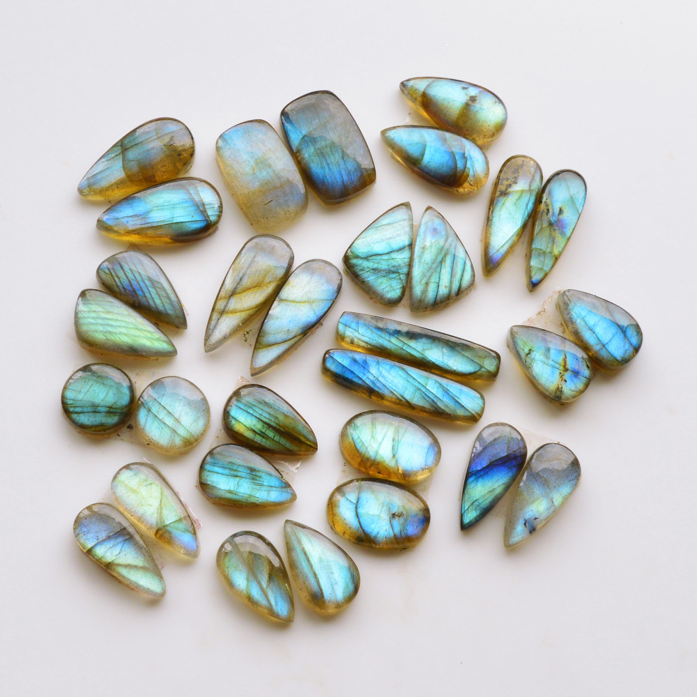 Image of 15 Pair 124Cts  Natural Labradorite Pair Gemstone Lot for jewellery making  24x5 10x10mm #19803