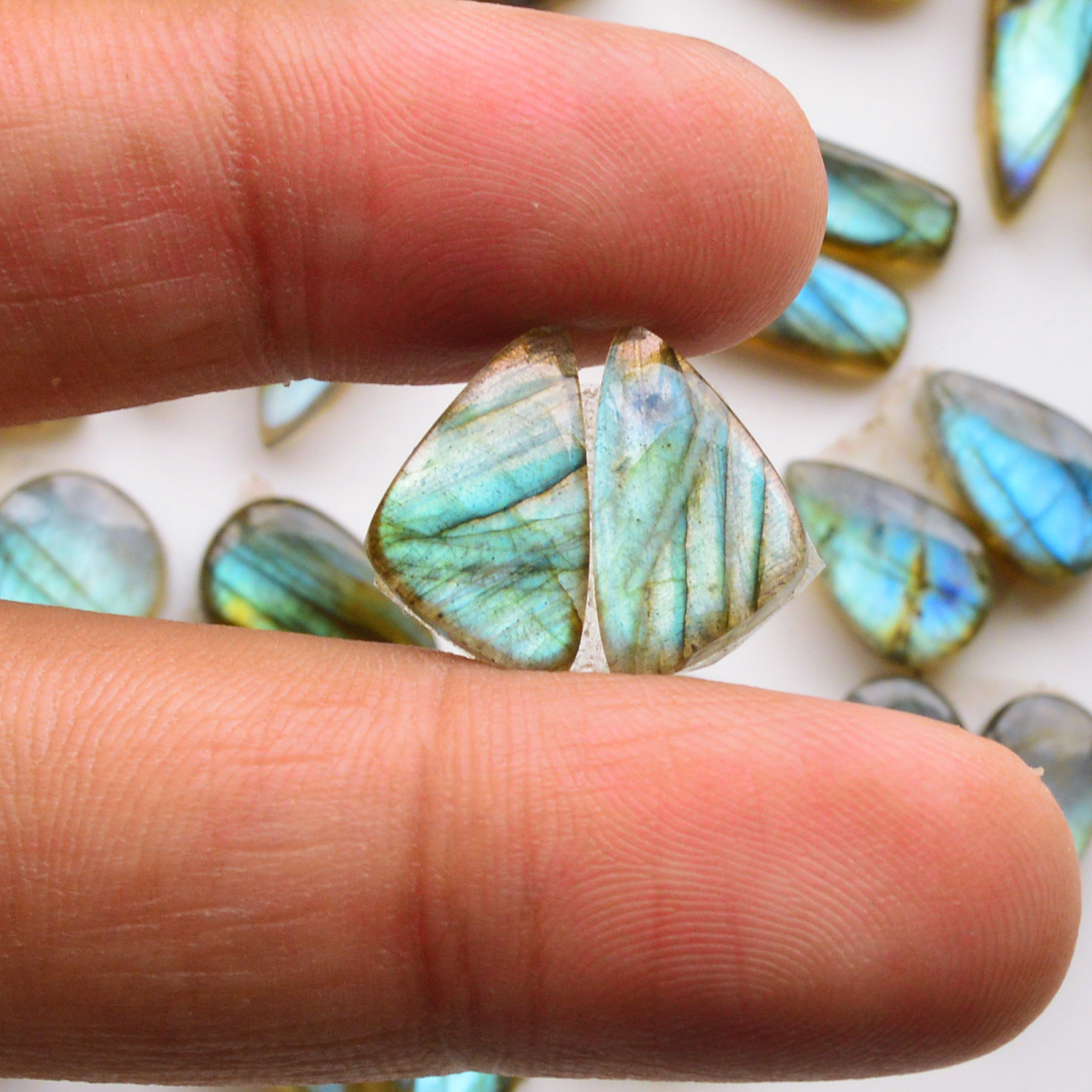 15 Pair 124Cts Natural Labradorite Pair Gemstone Lot for jewellery making 24x5 10x10mm 19803